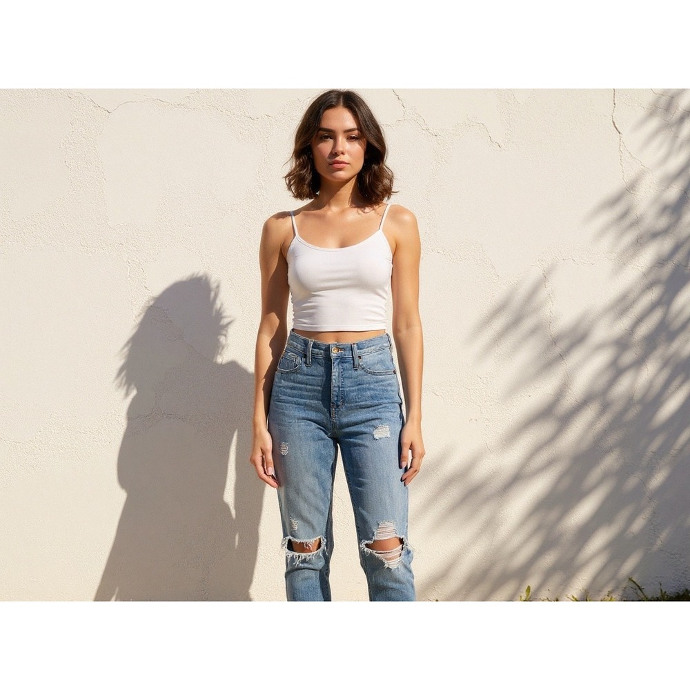 Madewell 9 High Rise Skinny Jeans Distressed Ripped Blue Size 26